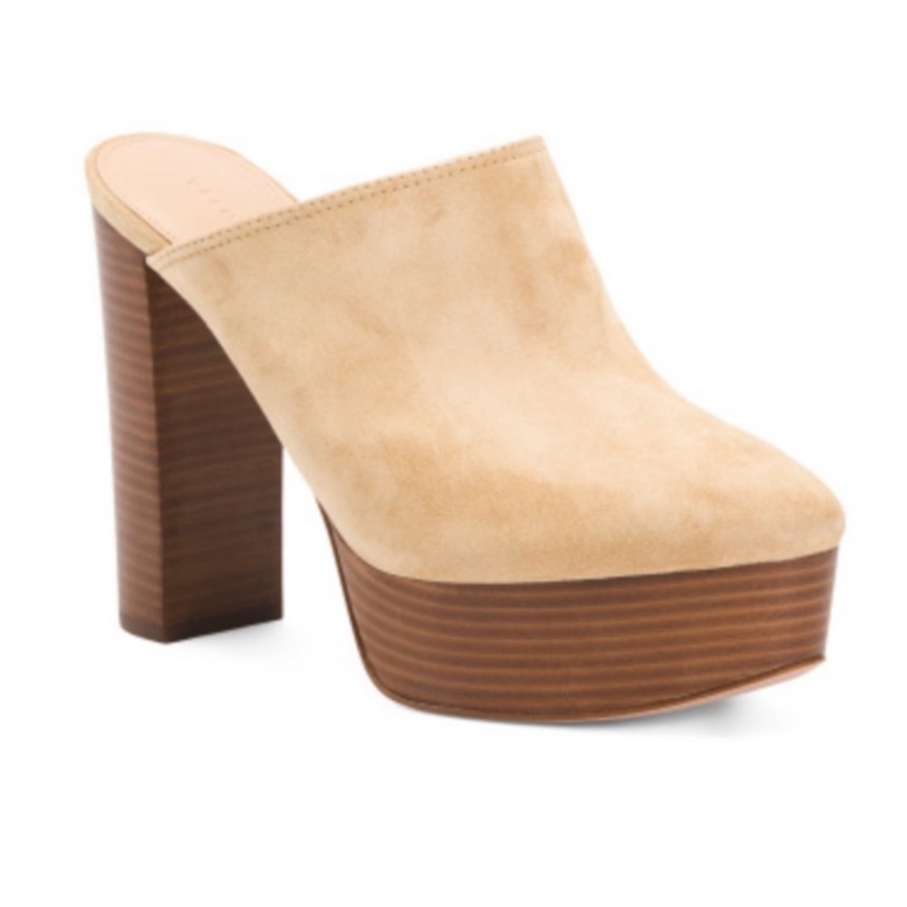 10 🔖 VERONICA BEARD Maren Platform Suede Clog Desert